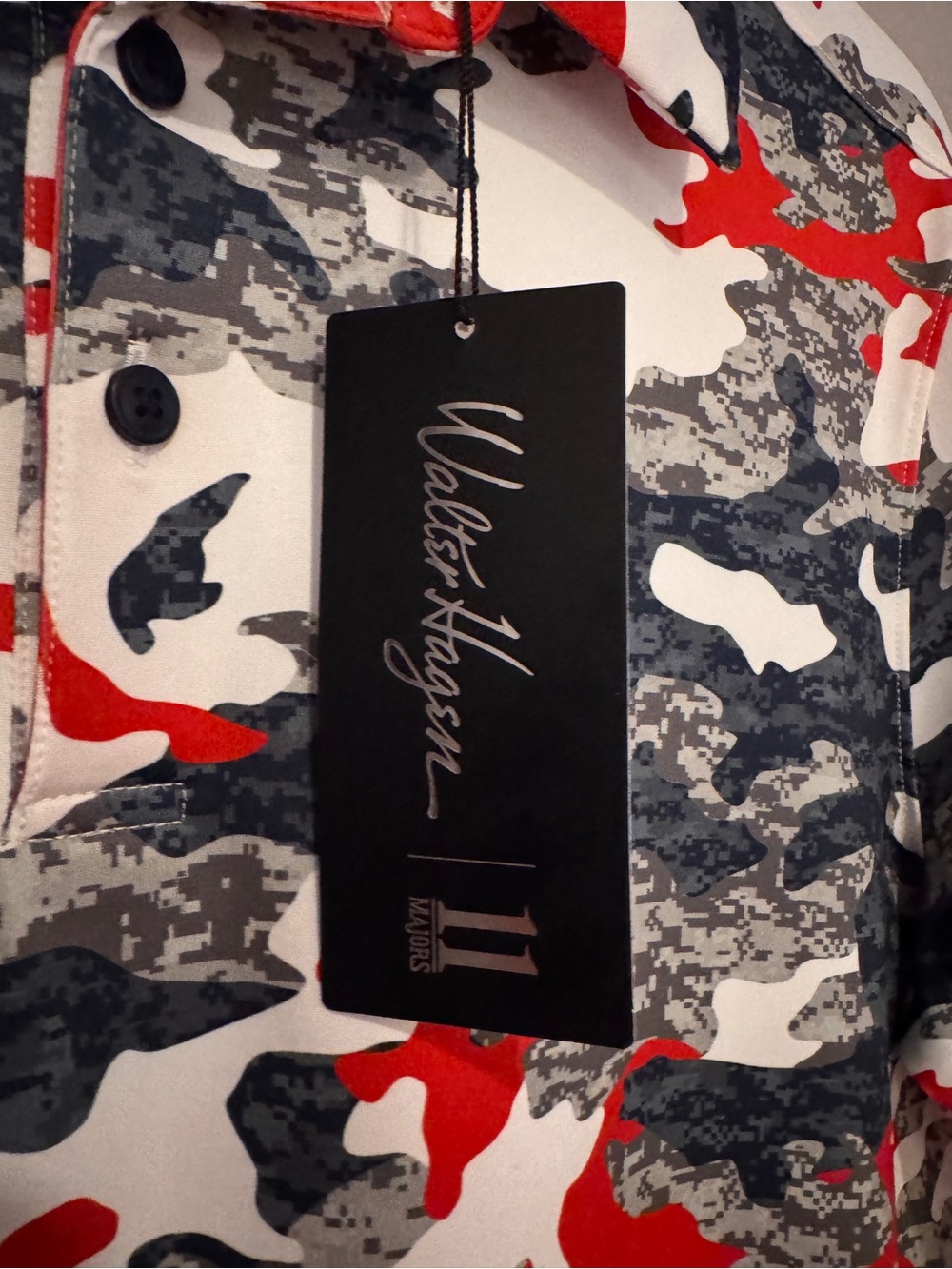 Walter Hagen Red, White & Navy Camo Polo Shirt - Picture 2 of 4